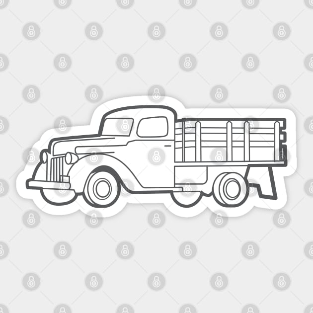 Vintage Pickup Truck Sticker by MplusC